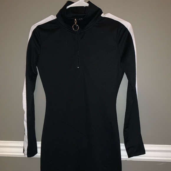 Derek Heart Dresses & Skirts - Black Bodycon Dress w/ white stripe sleeves Derek Heart Dresses & Skirts - Black Bodycon Dress w/ white stripe sleeves
